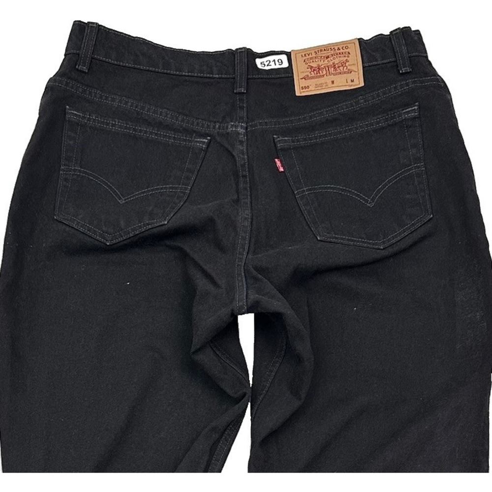 VTG Women’s Levi’s 550 Relaxed Tapered Jeans Actual Sz 14 34x32 Black Dark 90s
